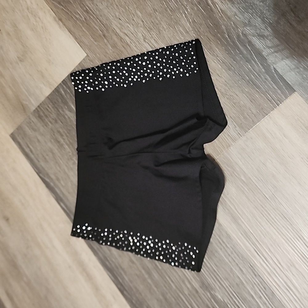 Motionwear Dance/gymnastic shorts black rhinestones sz PA/girls 10/14